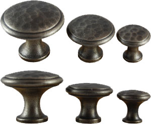 Antique Pewter Hammered Round Cabinet Knob